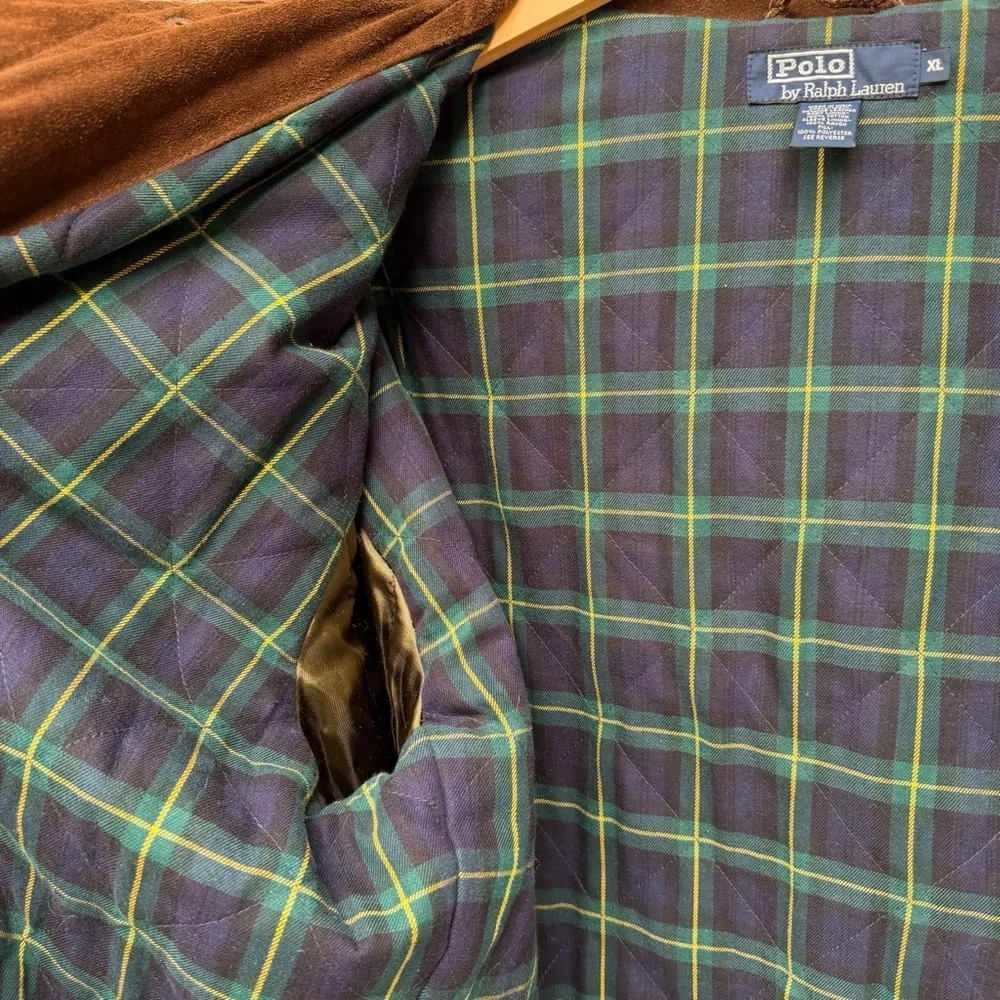 Polo‎ Ralph Lauren Brown Suede Field Jacket Plaid Lined Men’s XL